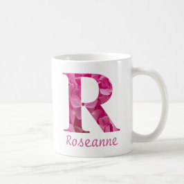 Individuelle Name Pink Floral Alphabet Letter "R" Kaffeetasse