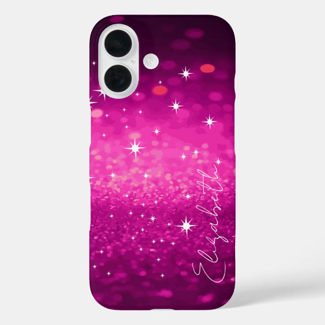 Individuelle Name Pink Glitzer Case-Mate iPhone Hülle (Rückseite)