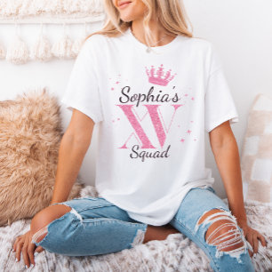Individuelle Name Pink Glitzer Mis Quince Squad XV T-Shirt