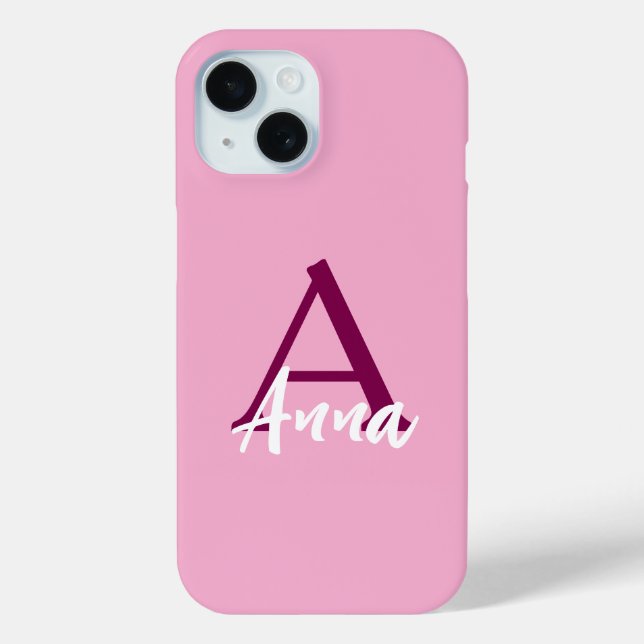 Individuelle Name Pink iPhone 15 Fall Case-Mate iPhone Hülle (Rückseite)
