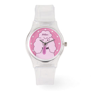 Individuelle Name Pink Poodle Armbanduhr
