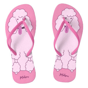 Individuelle Name Pink Poodle Flip Flops