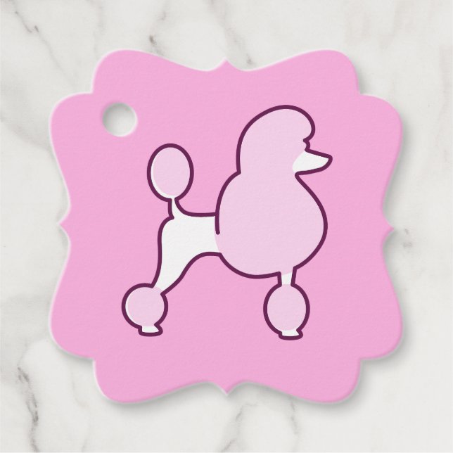 Individuelle Name Pink Poodle Geschenkanhänger (Vorderseite)