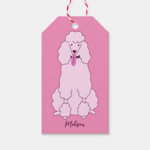 Individuelle Name Pink Poodle Geschenkanhänger
