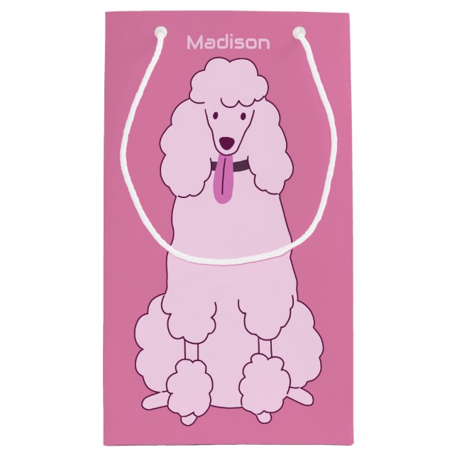 Individuelle Name Pink Poodle Kleine Geschenktüte (Rückseite)