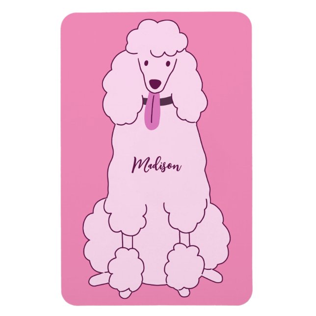 Individuelle Name Pink Poodle Magnet (Vertikal)