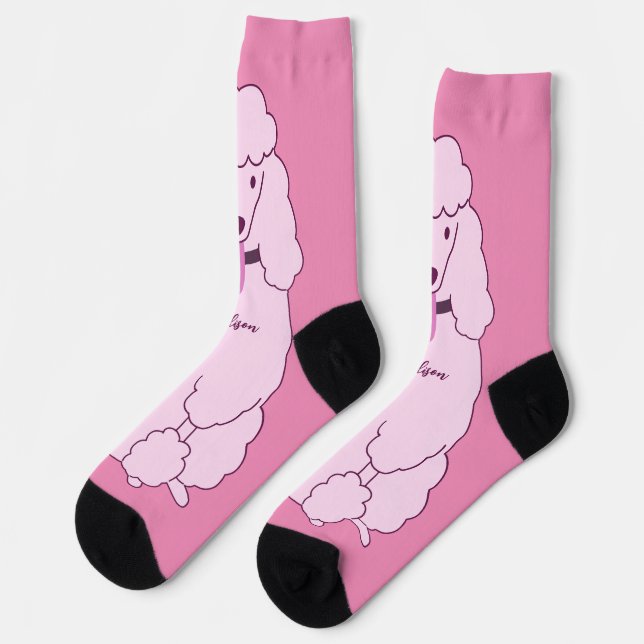 Individuelle Name Pink Poodle Socken (Linkes Detail)