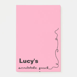 Individuelle Name Pink Scribble Pad Post-it Klebezettel
