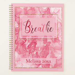 Individuelle Name Pink Swirl & Gold Trim Planner Planer