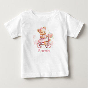 Individuelle Name Pink Teddy Bear Baby Shirt