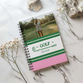 Individuelle Name Pink und Green Golf Liebhaber Fo Notizbuch