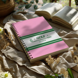 Individuelle Name Pink und Green Golf Liebhaber Notizbuch