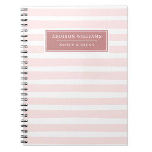 Individuelle Name Pink White Stripe Muster Notizblock