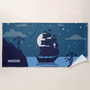 Individuelle Name Pirate Ship Badetuch