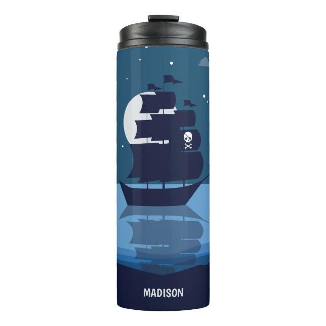 Individuelle Name Pirate Ship tumbler Thermosbecher (Vorderseite)