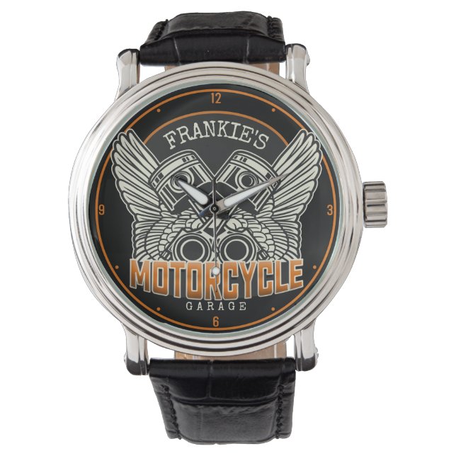 Individuelle Name Pistolen Wings Motorrad Fahrradg Armbanduhr (Vorderseite)