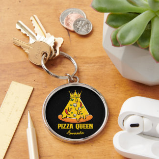 Individuelle Name Pizza Queen Schlüsselanhänger