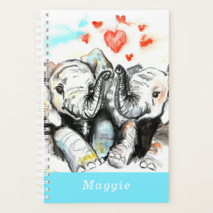 Individuelle Name-Planer mit Couple Elephant Planer