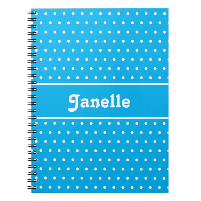 Individuelle Name Polka Dot Blue und White Notizblock (Vorderseite)