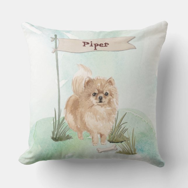Individuelle Name Pommeranian Haustier Hund Kissen (Vorderseite)