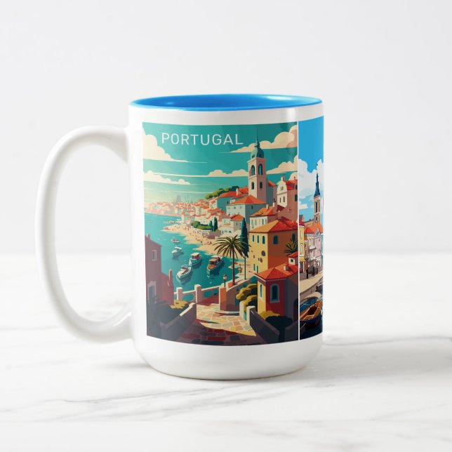 Individuelle Name Portugal Zweifarbige Tasse (Links)