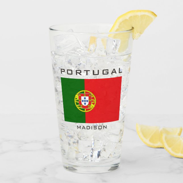 Individuelle Name Portugese Flag Glas (Rückseite Ice)
