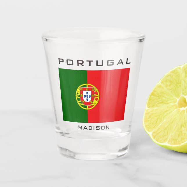 Individuelle Name Portugese Flag Schnapsglas (Vorderseite)