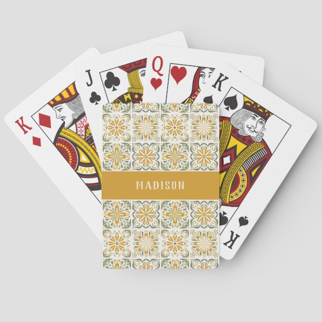 Individuelle Name Portugese Tiles Pattern Spielkarten (Rückseite)