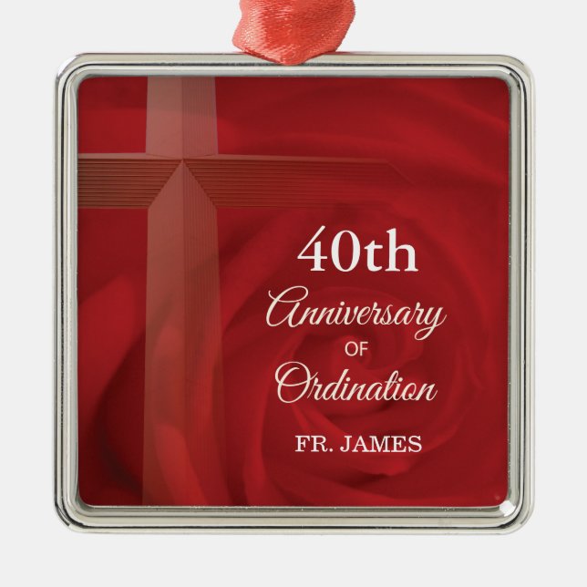 Individuelle Name Priester Anniversary Ordination  Silbernes Ornament (Vorne)