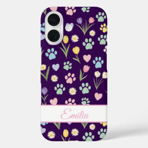 Individuelle Name PW Print & Hearts Handy-Fall iPhone 16 Hülle