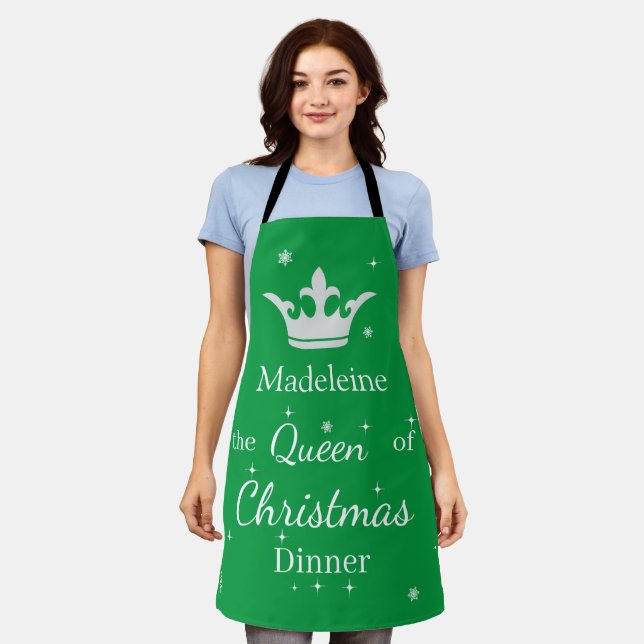 Individuelle Name Queen of Christmas Dinner Schürze (Getragen)