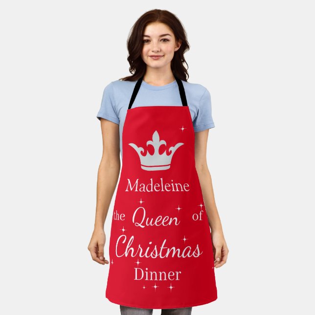 Individuelle Name Queen of Christmas Dinner Schürze (Getragen)