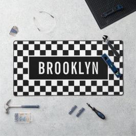 Individuelle Name Racing Checkerboard Muster Class Schreibtischunterlage