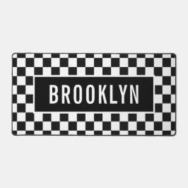 Individuelle Name Racing Checkerboard Muster Class Schreibtischunterlage