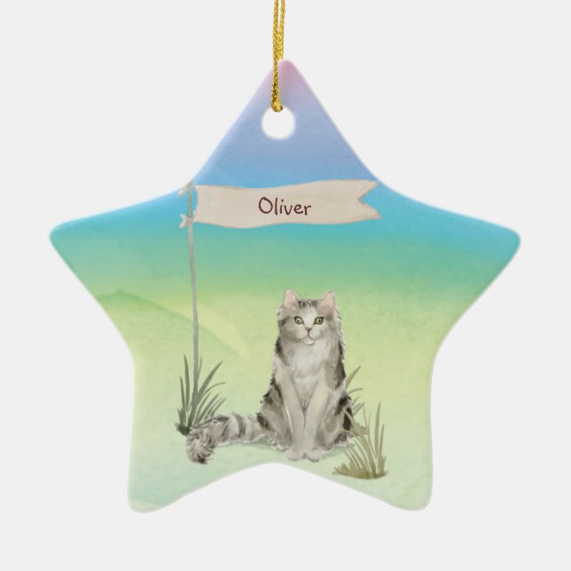 Individuelle Name Ragamuffin Katze Pet Keramik Ornament (Vorne)