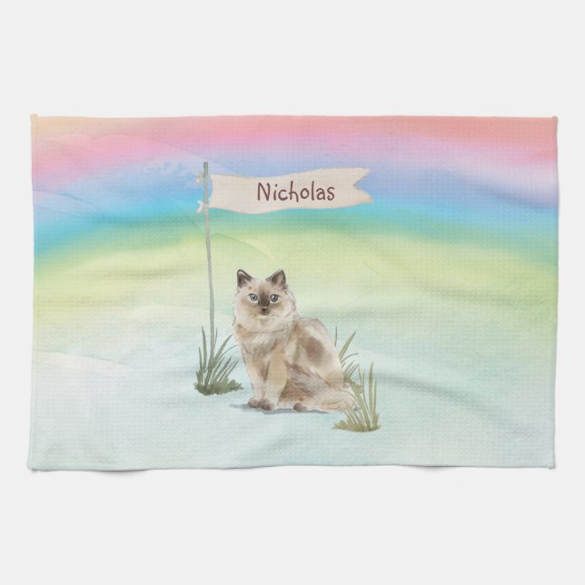 Individuelle Name Ragdoll Cat Pet Geschirrtuch (Horizontal)
