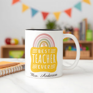 Individuelle Name Rainbow Bester Lehrer je Wertsch Zweifarbige Tasse