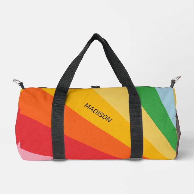 Individuelle Name-Rainbow-Farben Duffle Bag (Vorderseite)