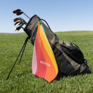 Individuelle Name-Rainbow-Farben Golfhandtuch