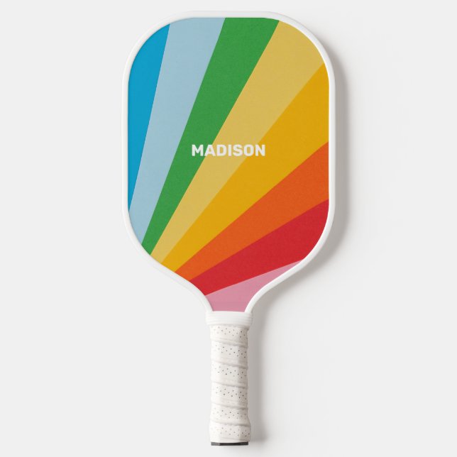 Individuelle Name-Rainbow-Farben Pickleball Schläger (Vorderseite)