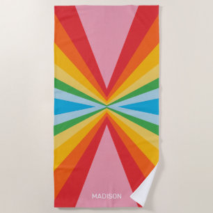 Individuelle Name-Rainbow-Farben Strandtuch