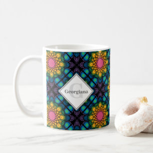 Individuelle Name Rainbow Floral Fountain Diamond  Kaffeetasse