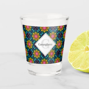Individuelle Name Rainbow Floral Fountain Diamond  Schnapsglas
