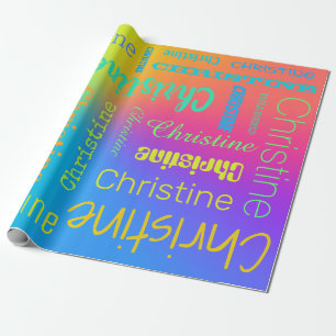 Individuelle Name Rainbow Geschenkpapier