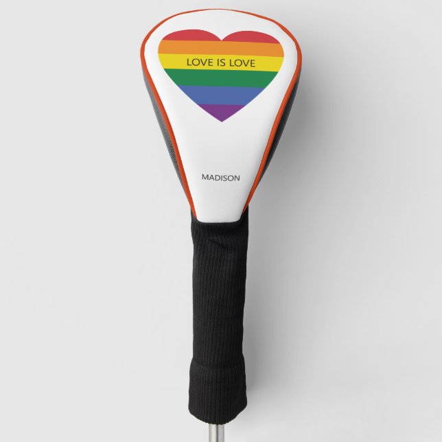 Individuelle Name Rainbow Heart Golf Headcover (Vorderseite)