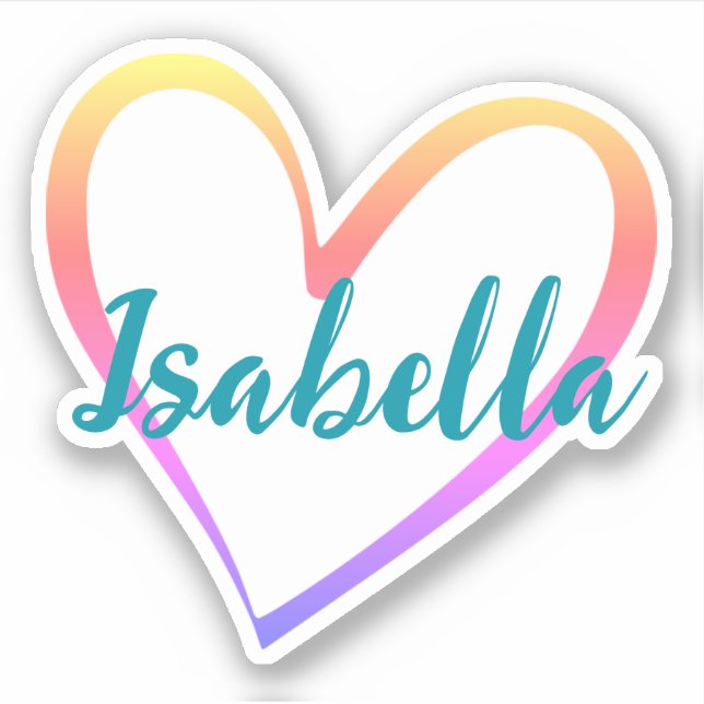 Individuelle Name Rainbow Heart Shape Design Stilv Aufkleber (Vorderseite)