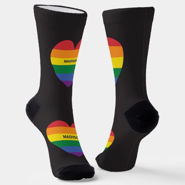Individuelle Name Rainbow Heart Socken (Gewinkelt)
