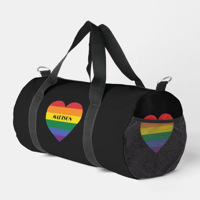 Individuelle Name Rainbow Liebe Duffle Bag (Rechte Ecke)