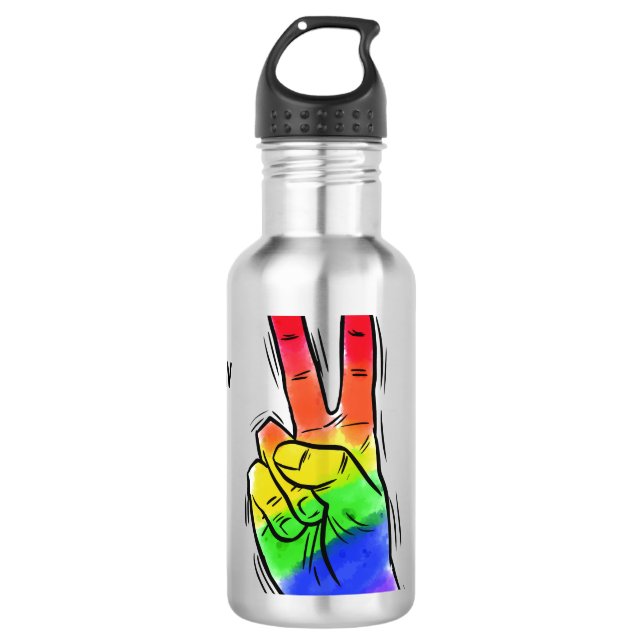 Individuelle Name Rainbow Peace Wasserflaschen (Vorderseite)