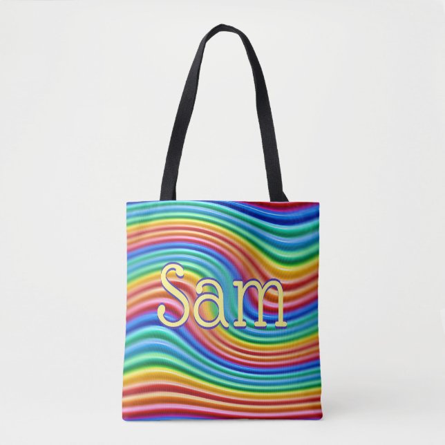 Individuelle Name Rainbow Pride Tote Bag. (Vorderseite)